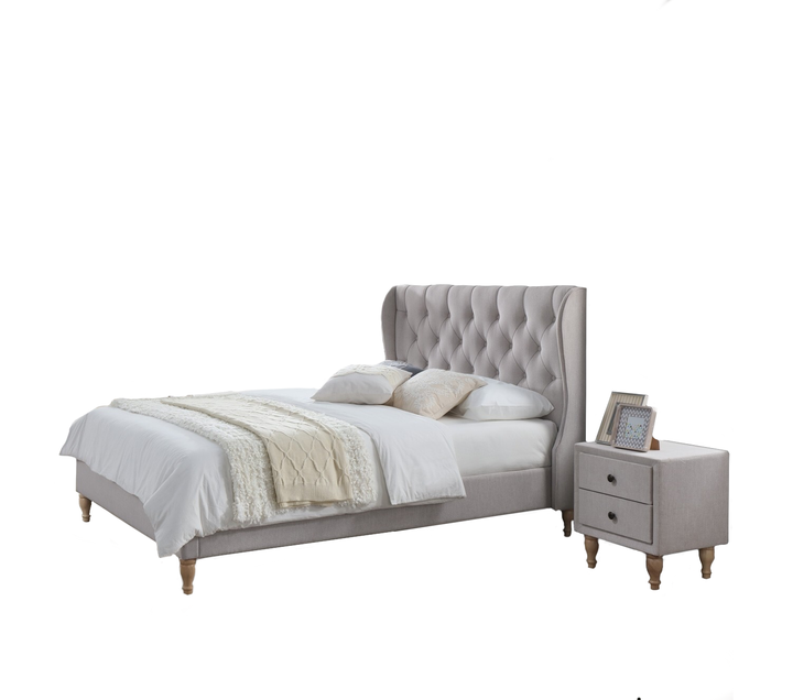 Lit rembourré en tissu, Diego, Gris