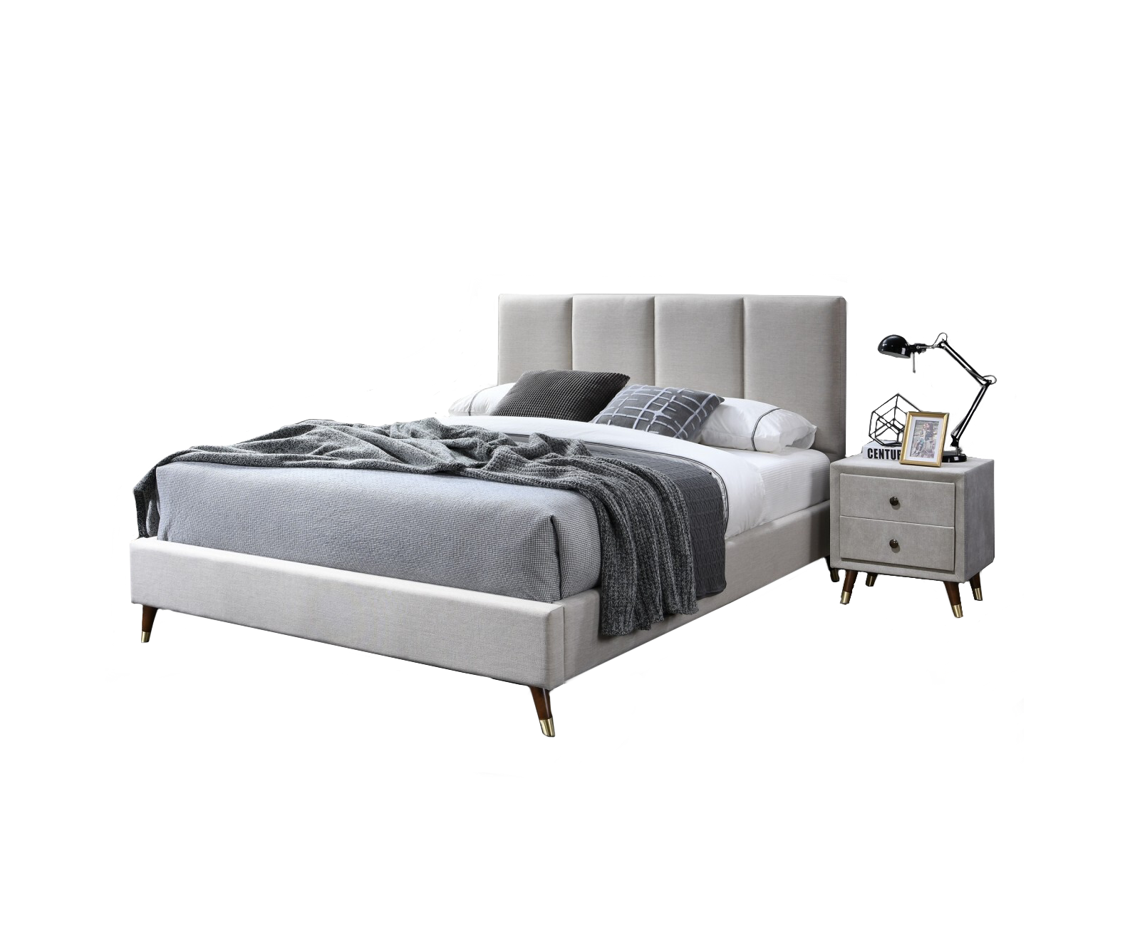 Lit rembourré en tissu, Georgia, Ivoire