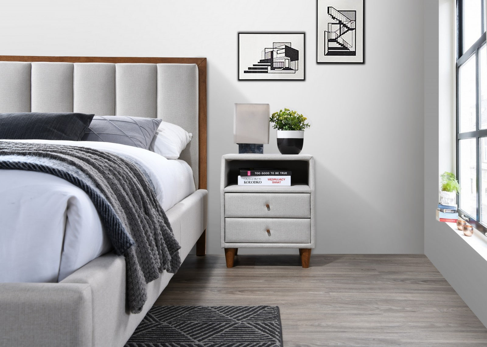 Cadar Heron Lit capitonné Beige clair