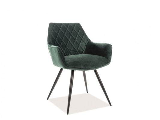 Chaise rembourrée en tissu, avec pieds en métal Ligne Velours Vert / Noir, l59xA59xH82 cm