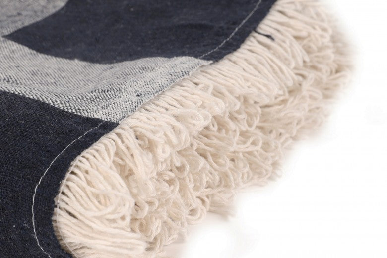 Couverture en coton Dama Bleumarin, 180 x 230 cm