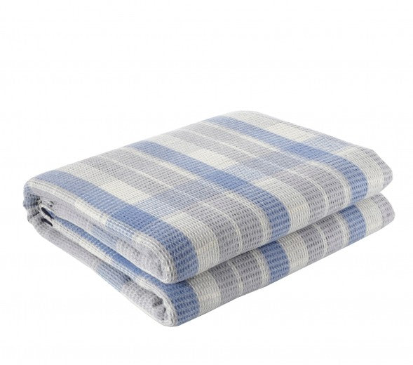 Couverture Ekose II Bleu / Gris, 180 x 220 cm