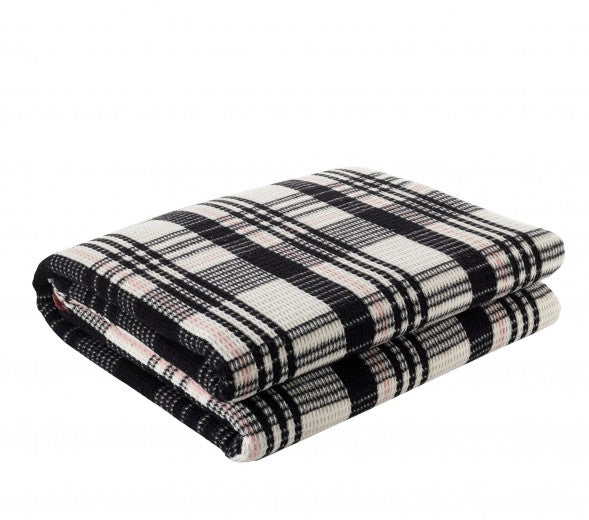 Couverture Ekose Noir / Crème, 180 x 220 cm