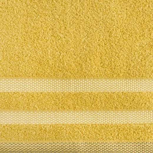 Drap de bain en coton Riki jaune, 50 x 90 cm