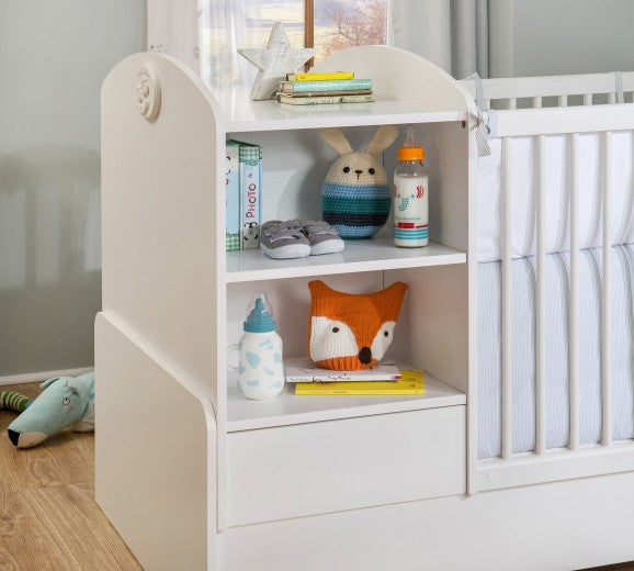 Lit bébé en palette transformable pour bébé Baby Cotton Blanc-160 x 75 cm