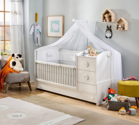 Lit bébé en palette transformable pour bébé Baby Cotton Blanc-160 x 75 –  SomProduct France