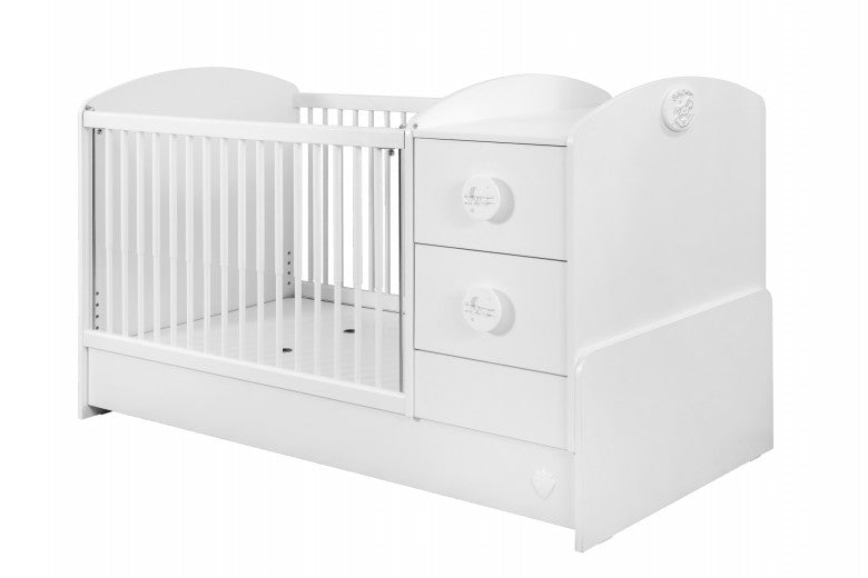 Lit bébé en palette transformable pour bébé Baby Cotton Blanc-160 x 75 cm