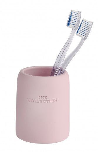 Porte-brosse à dents pour la brosse à dents et la pâte dentifrice,  brosse à dents en verre, en polyuréthane The Collection Rose, Ø8xH10 cm
