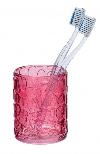 Porte-brosse à dents pour la brosse à dents et la pâte dentifrice,  verre, Vetro Fuchsia, Ø7,5xH10 cm