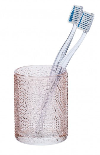 Porte-brosse à dents pour la brosse à dents et la pâte dentifrice,  brosse à dents en verre, Vetro Rose, Ø7,5xH10 cm