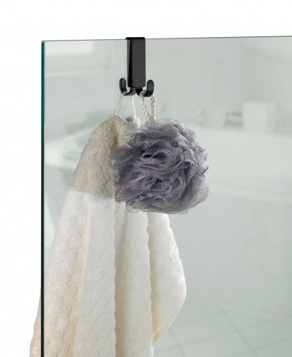 Crochet de douche double, acier inoxydable, Vieste Noir, L5,5xl2xH7 cm