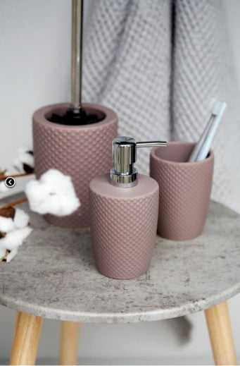 Distributeur de savon, céramique, Punto Taupe, Ø8,5xH17,5 cm