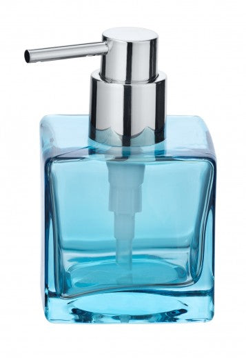 Distributeur de savon, verre, Lavit Bleu, L8xl8xH8,5 cm
