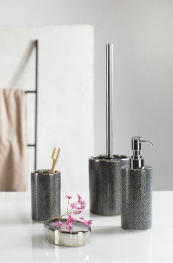 Distributeur de savon, céramique, Nuria d'argent / Anthracite, Ø6,5xH18,7 cm