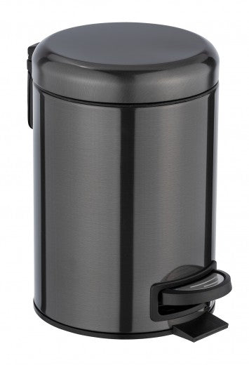 Poubelle à pédale, inox, Leman Noir, 3L, Ø17xH25 cm