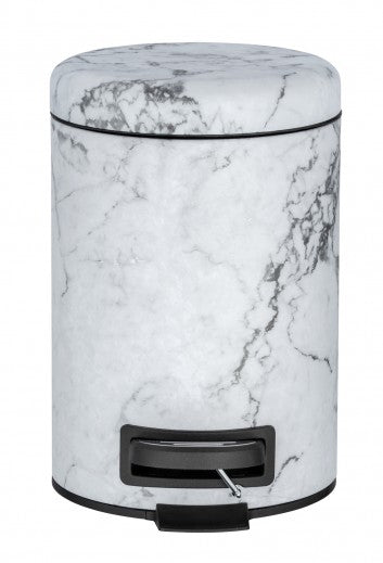Poubelle à pédale, Inox, Blanc Onyx / Noir, 3L, Ø17xH25 cm