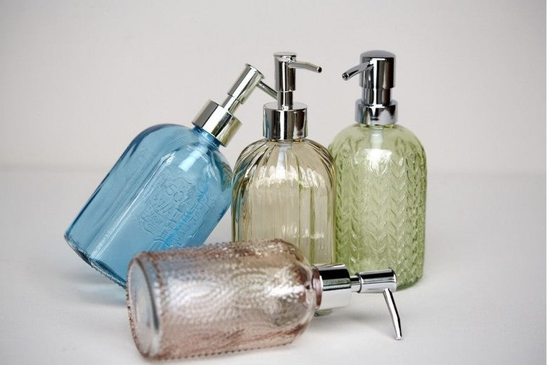 Distributeur de savon, verre, Vetro Rose, Ø7,5xH19 cm