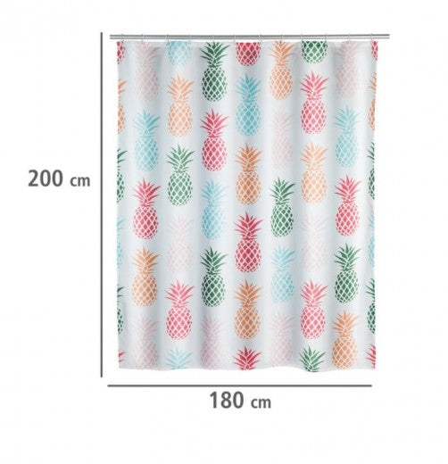 Rideau de douche en polyester, Ananas Multicolore, 180 x 200 cm