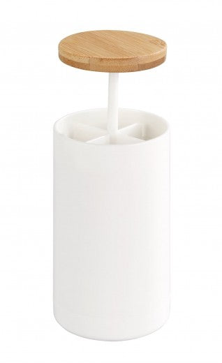 Récipient pour bâtonnets d'oreille, en plastique Laresa Blanc, Ø6,5xH11,5 cm