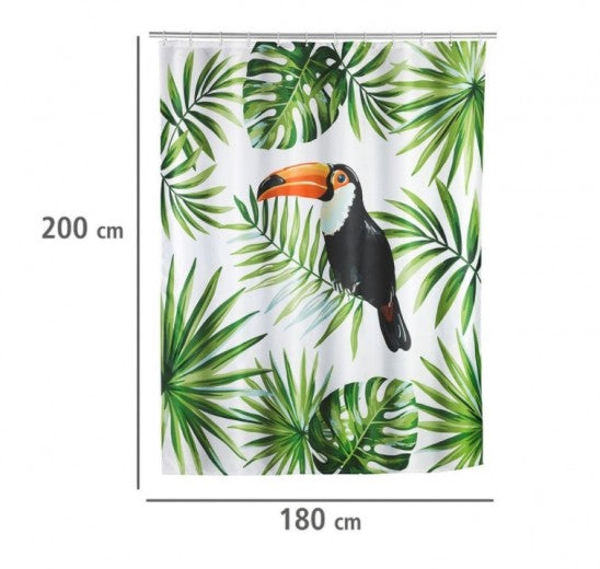 Rideau de douche en polyester, Tucan Verde, 180 x 200 cm