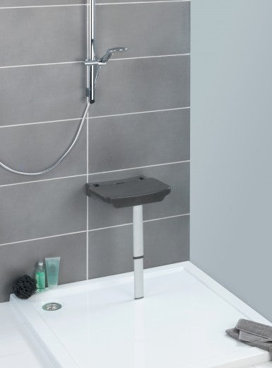 Chaise de douche pliante avec pied en aluminium, Secura Premium Anthracite, l37xP30,5xH56,5 cm