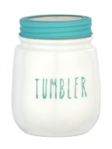 Porte-brosse à dents pour la brosse à dents et la pâte dentifrice,  brosse à dents en verre, céramique, Tirana Blanc / Vert, Ø8,5xH11,5 cm