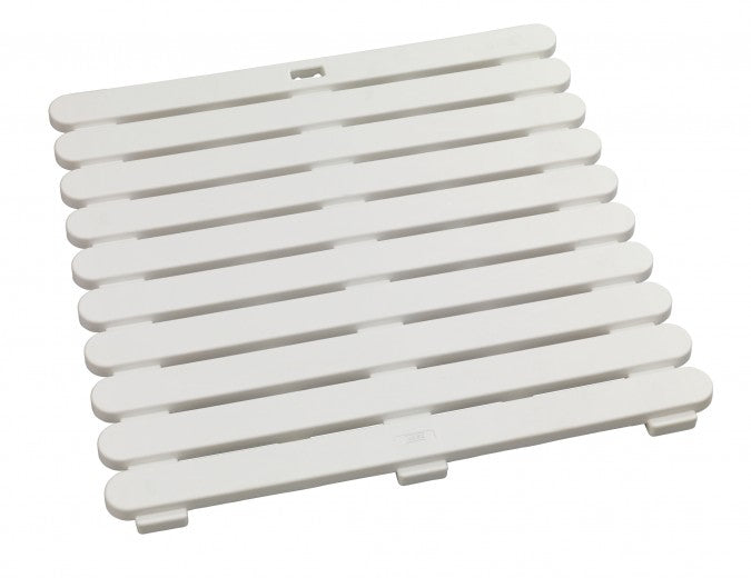 Tapis de bain antidérapant, plastique, Caillebotis blanc, 55 x 55 cm