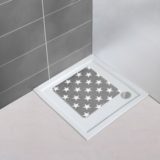 Tapis de bain antidérapant, en TPR, Stella Gris, 54 x 54 cm