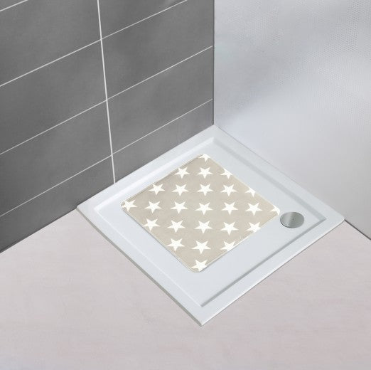 Tapis de bain antidérapant, en TPR, Stella Taupe, 54 x 54 cm