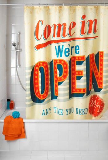 Rideau de douche en polyester anti-moisissure, Vintage Open Multicolor, 180 x 200 cm