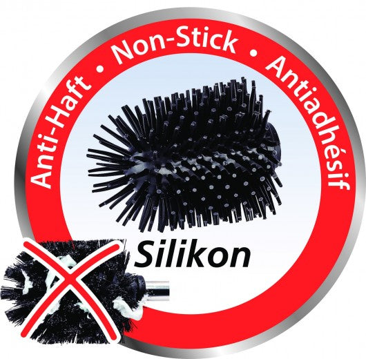 Brosse WC en silicone Reserve, sans manche, Brosse Medium Noir, Ø7,5xH9,3 cm