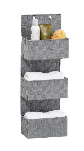 Organisateur suspendu en polypropylène, avec 3 compartiments, Adria Gris, l25xA15,5xH72 cm