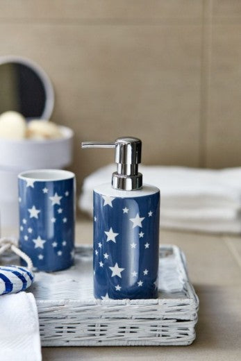 Distributeur de savon, céramique, Stella Bleu, Ø9xH18 cm