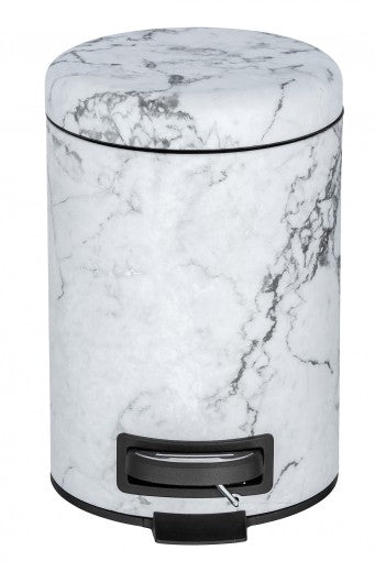 Poubelle à pédale, Inox, Blanc Onyx / Noir, 3L, Ø17xH25 cm