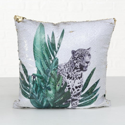 Coussin décoratif vert léopard, Modèles assortis, L40xl40 cm