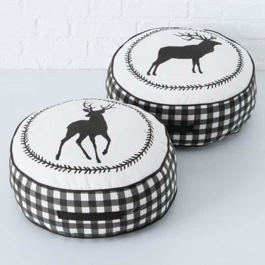 Coussin décoratif Ludwig Blanc / Noir, Modèles Assortis, Ø45xH15 cm