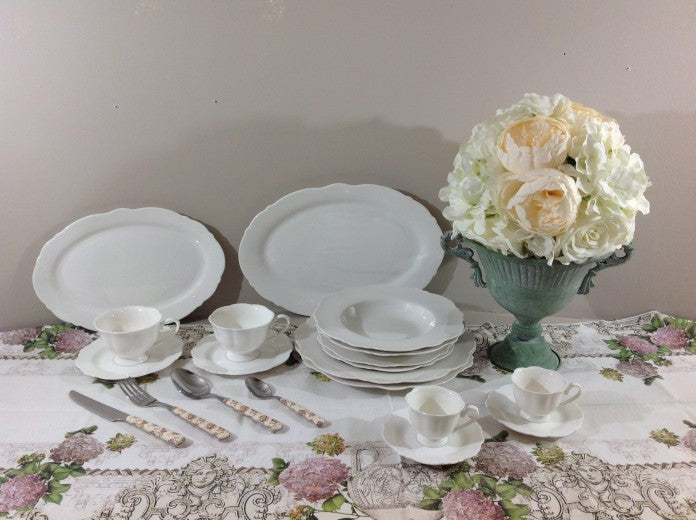 Plateau de service en porcelaine, Meringue Blanche, L30,5xl21 cm