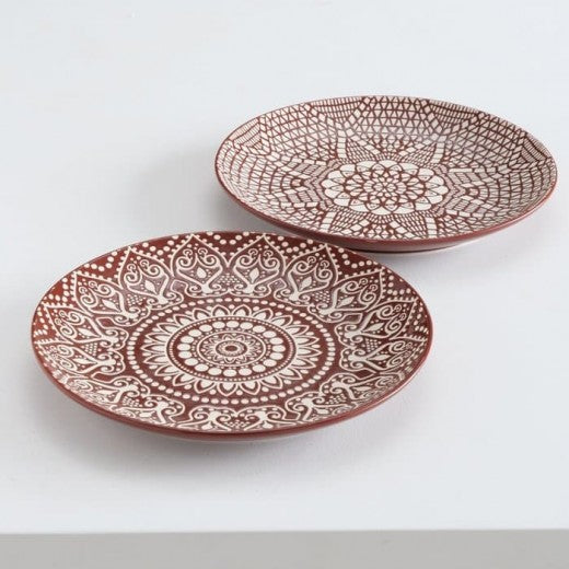 Plateau de service en porcelaine multicolore Mayuma, Modèles assortis, Ø28xH3 cm