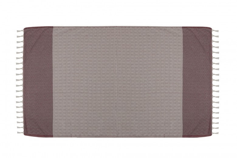 Serviette spa en coton, Diamond Bordeaux / Ecru, 100 x 180 cm