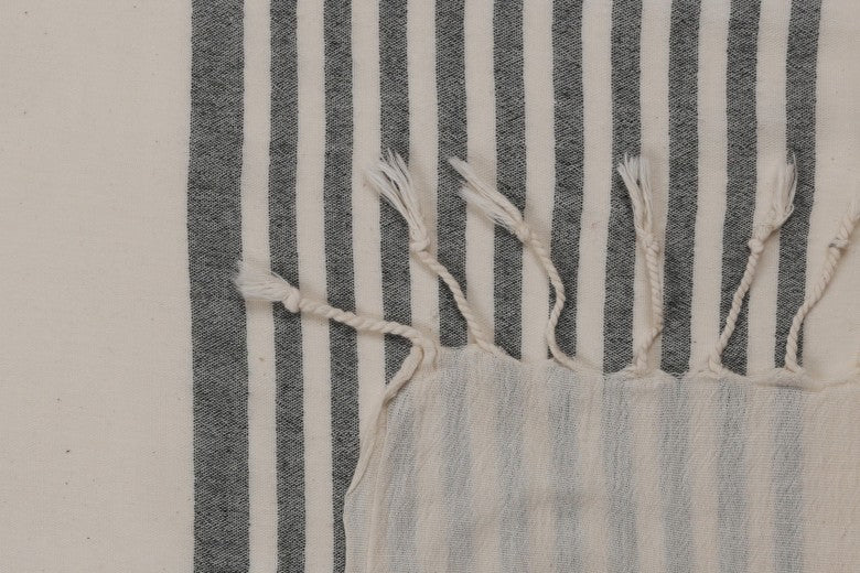 Serviette spa en coton, Natur Noir / Blanc, 90 x 170 cm