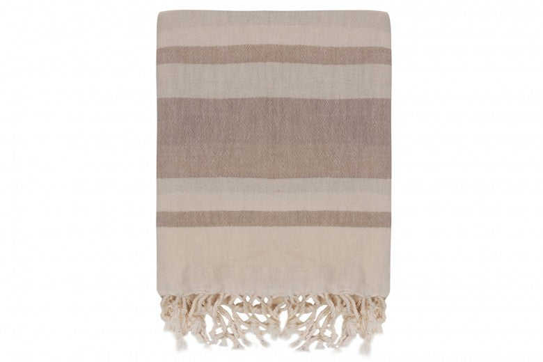 Serviette spa en coton, Marron Natur / Blanc, 90 x 170 cm