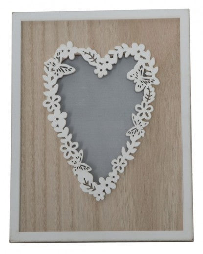 Cadre photo décoratif en MDF et bois naturel Laugh Love, 17,5 x 22,8 cm