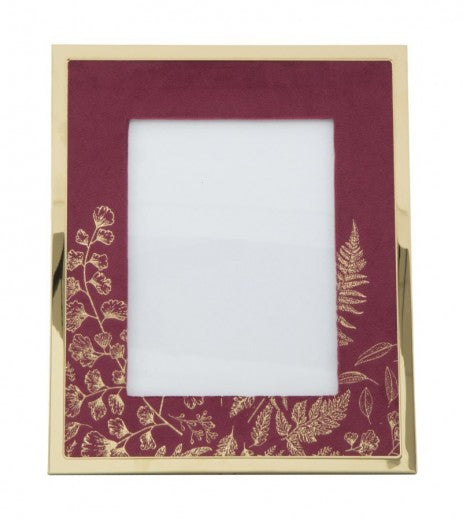 Cadre photo décoratif en MDF et métal Glam Small Bordeaux / doré, 24 x 29 cm