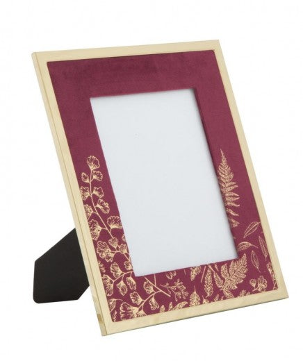 Cadre photo décoratif en MDF et métal Glam Small Bordeaux / doré, 24 x 29 cm