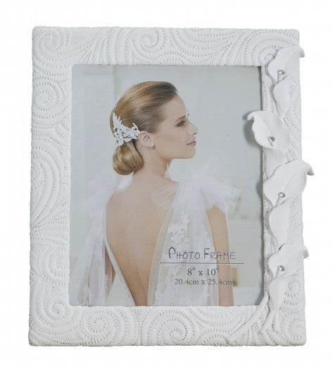 Cadre photo décoratif en résine blanche Shiny Bouquet, 28,3 x 31,5 cm