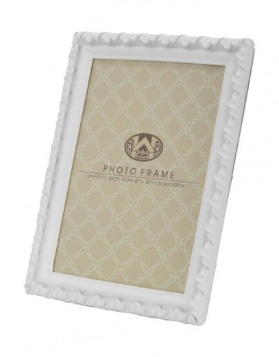 Cadre photo décoratif en résine blanche Wicklow, 19 x 24 cm