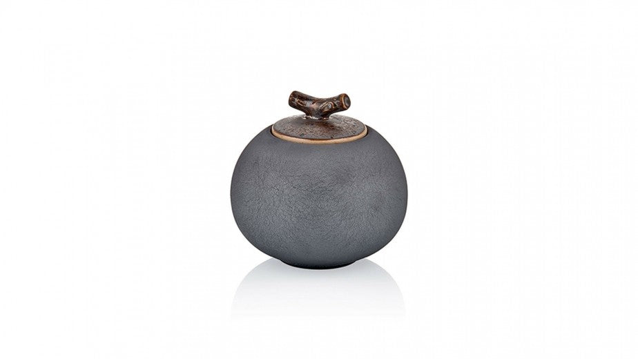 Récipient décoratif en céramique pour rangement Diamond Small Anthracite, Ø11xH11 cm