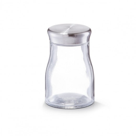 Récipient pour épices en verre et inox, Transparent 140 ml, Ø 6xH9,5 cm
