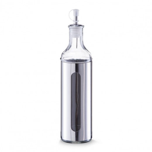 Bouteille huile/vinaigre Visuel, acier inoxydable et verre, Argent 500 ml, Ø 6,5xH28 cm