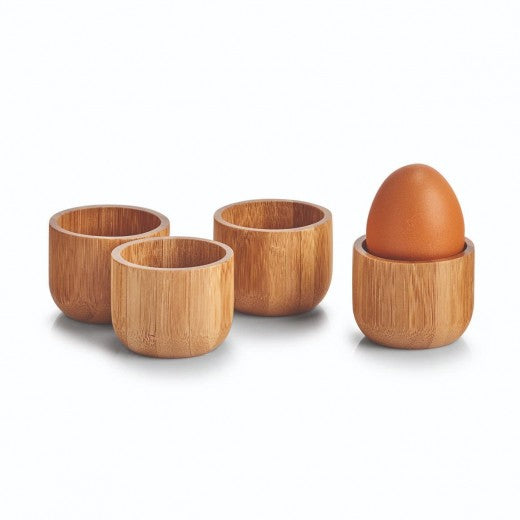 Coquetiers, Ensemble de porte-œufs en bambou, Bambou naturel, 4 pièces, Ø5xH4 cm